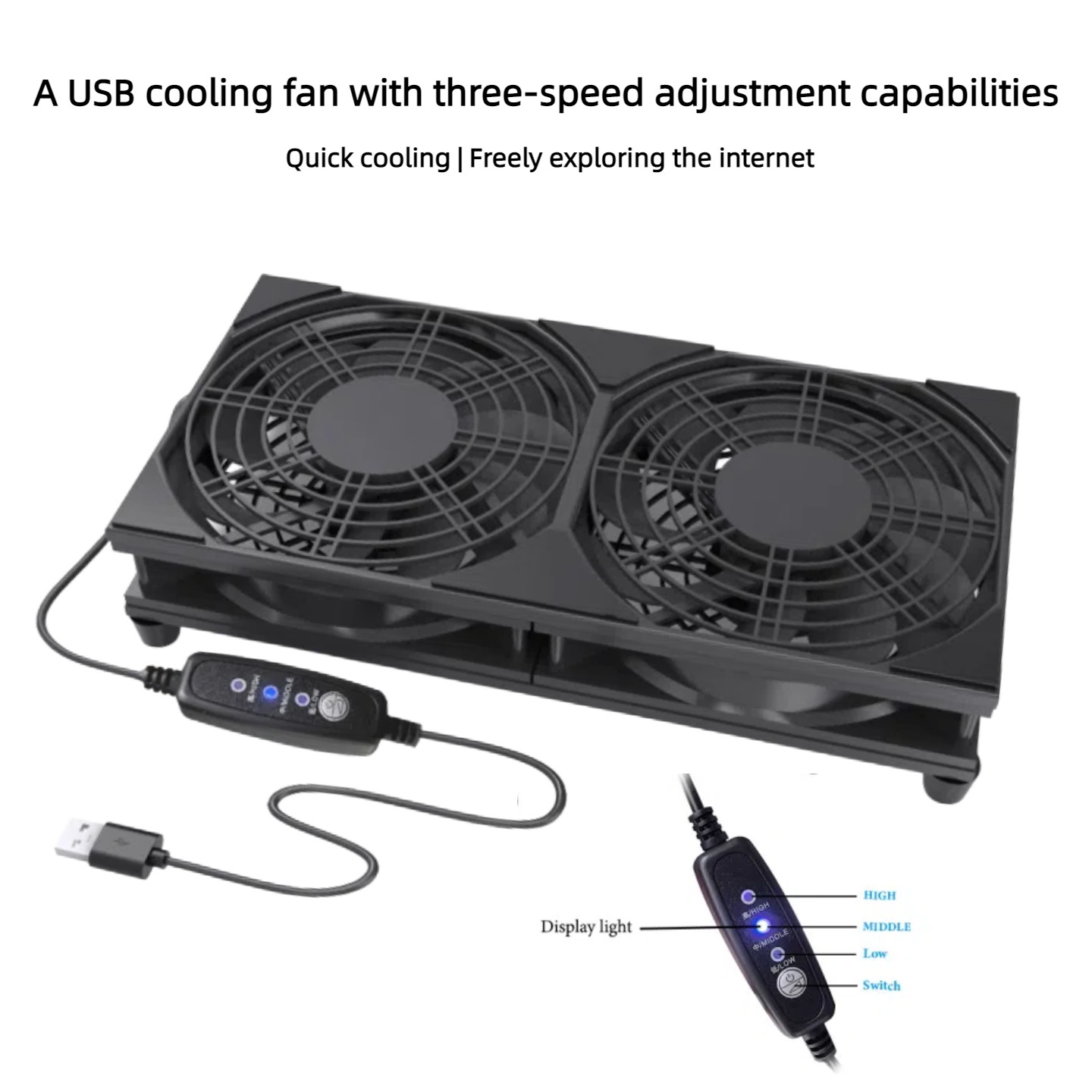 Dual USB Cooling Fan with 3-Sp - Gaming Accessories Rgb ulasan dan harga