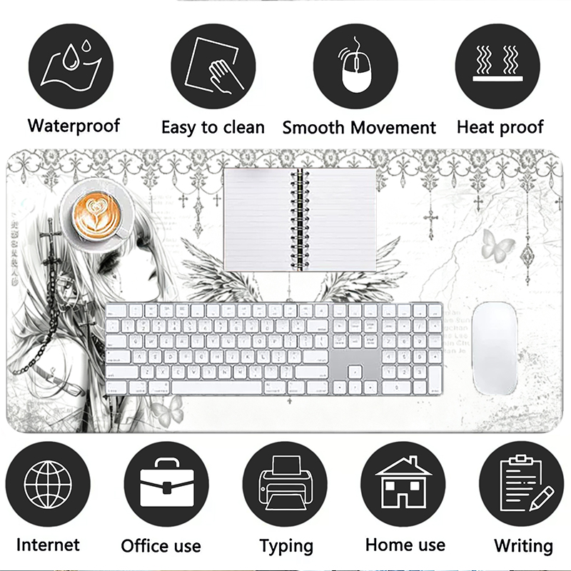 Leather Mousepad Black White A - Gaming Accessories Women ulasan dan harga